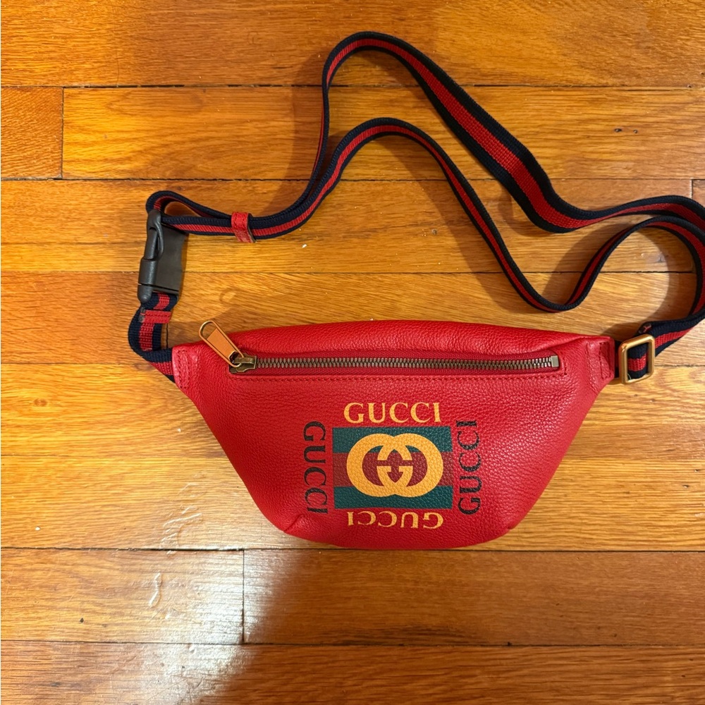 Gucci Red Belt Bag with Gold Accents